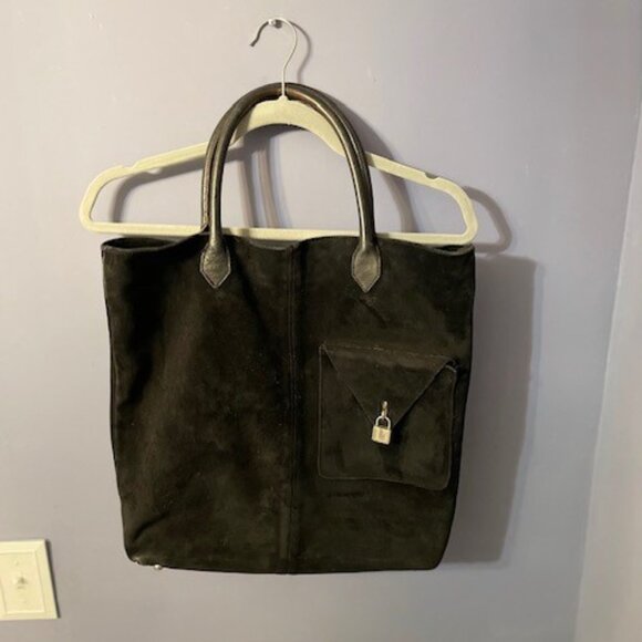 Black Suede Club Monaco Tote Bag - Picture 1 of 14